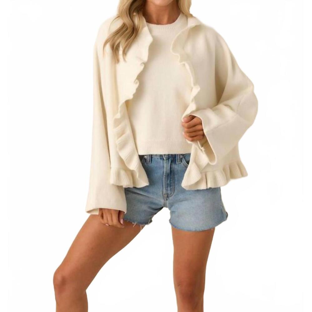 NEW PROSPERINA sabrina ruffle cardigan in ivory
